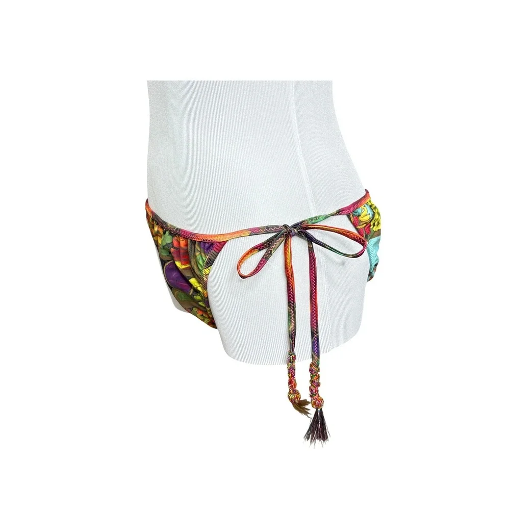 Agua Bendita Floating Market Vietnam Bikini Swim Bottom LARGE Beaded Tassels